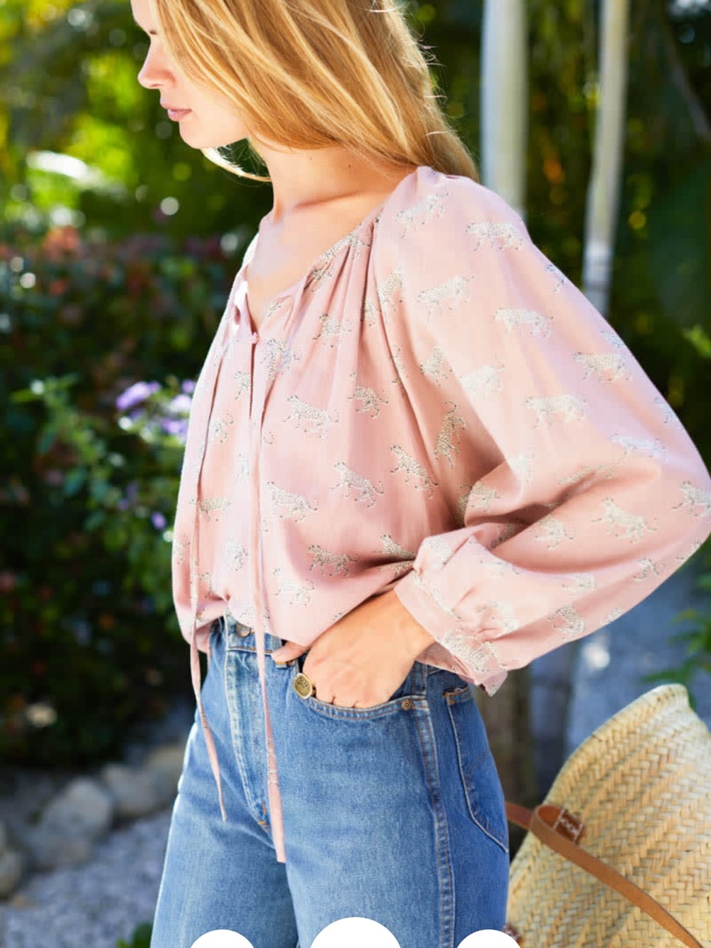 NWT Emerson Fry Lucy Blouse Rose Tan Cheetah Organic Sz Small
